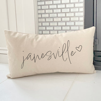 Cursive Heart - Custom Rectangular Canvas Pillow