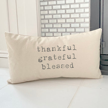 Thankful Grateful Blessed - Thanksgiving Rectangular Canvas Pillow
