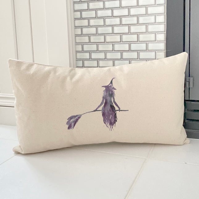 Witch Silhouette - Customizable Rectangular Canvas Pillow