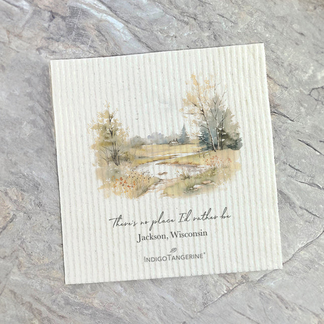 No Place I'd Rather Be w/ City, State - Custom Swedish Dish Cloth