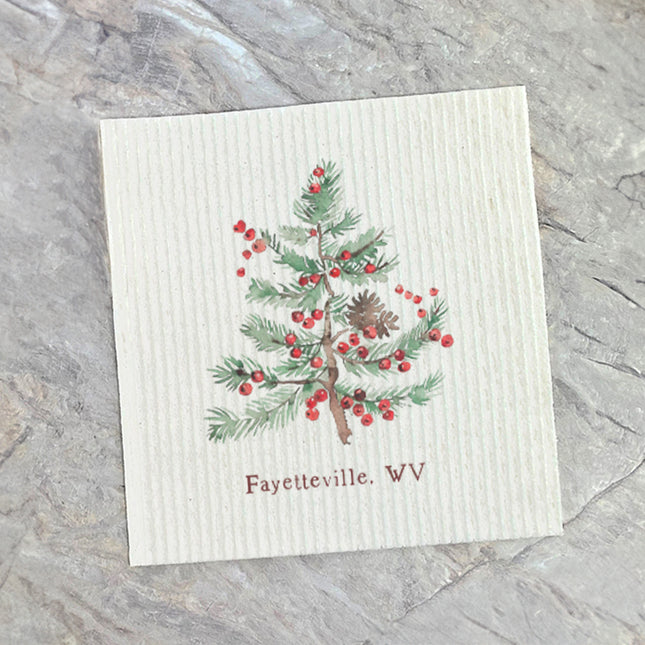 Holiday Tree and Berries - Custom Swedish Dish Cloth