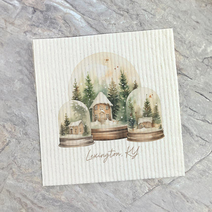 Holiday Snow Globes - Custom Swedish Dish Cloth