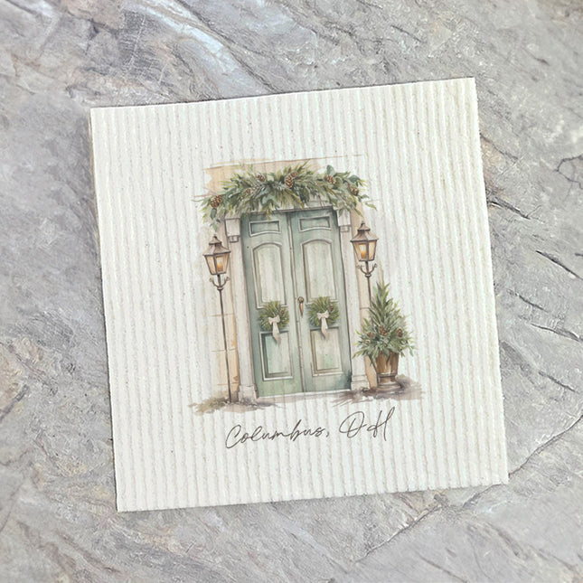 Lamp Post Welcome - Custom Swedish Dish Cloth