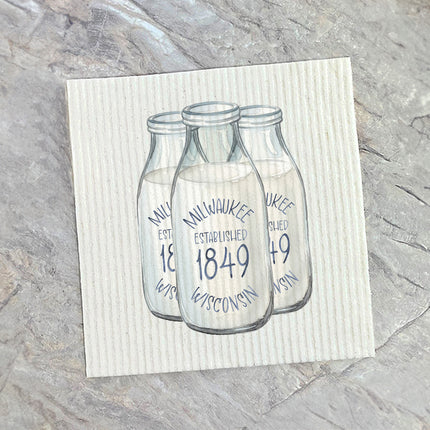 Vintage Milk Bottles - Custom Swedish Dish Cloth