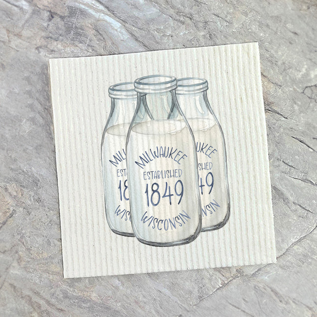 Vintage Milk Bottles - Custom Swedish Dish Cloth