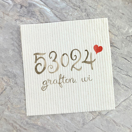Watercolor Cursive Heart - Custom Swedish Dish Cloth