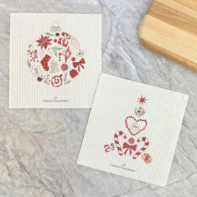 Christmas Collage Tree Ornament - 2pk Swedish Dish Cloth