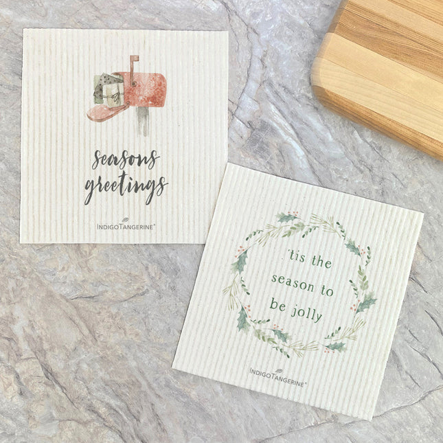 Seasons Greeting Tis The Season - 2pk Swedish Dish Cloth