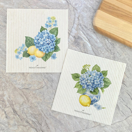 Lemons and Hydrangeas - 2pk Swedish Dish Cloth