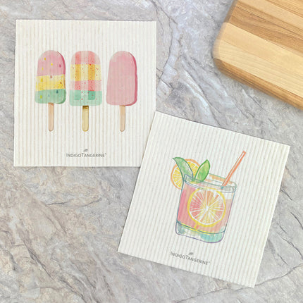Popsicles and Pink Drink - Summer 2pk Swedish Dish Cloth
