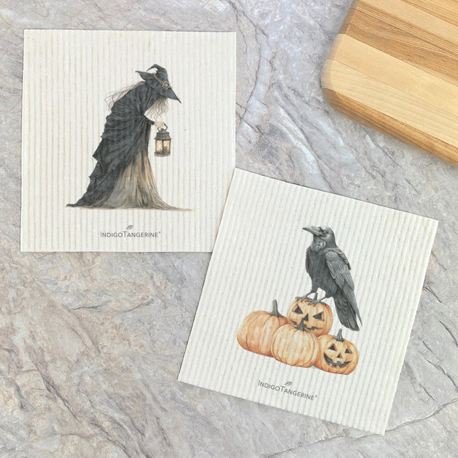 Witch and Crow - Halloween 2pk Swedish Dish Cloth