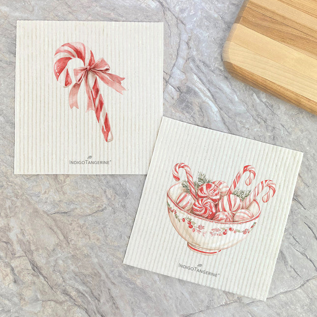 Mittens and Candy Cane Bow - 2pk Swedish Dish Cloth