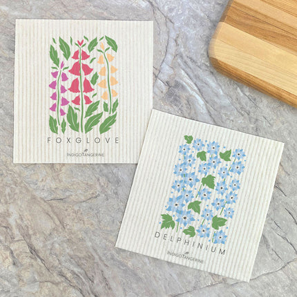 Foxglove, Delphinium (Garden Edition)  - 2pk Swedish Dish Cloth