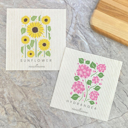 Hydrangea, Sunflower (Garden Edition)  - 2pk Swedish Dish Cloth