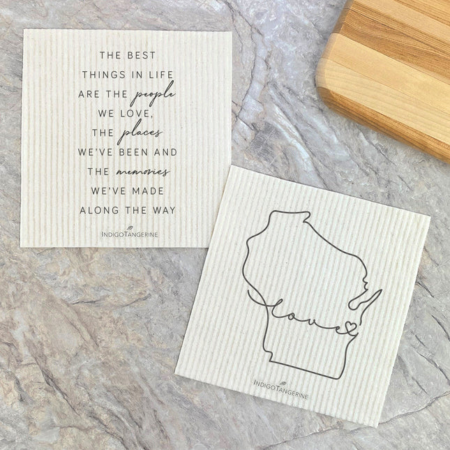 Love State, Best Things in Life  - 2pkCustom Swedish Dish Cloth