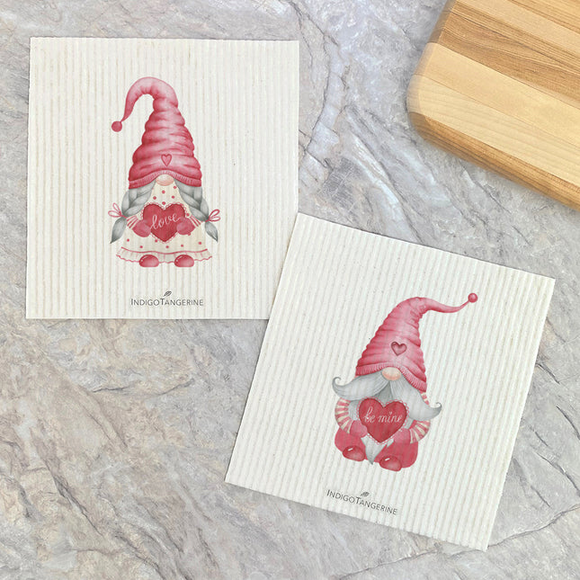 Valentine's Gnomes  - 2pk Swedish Dish Cloth