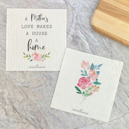 Mother's Love Home, Flowers  - 2pk Swedish Dish Cloth