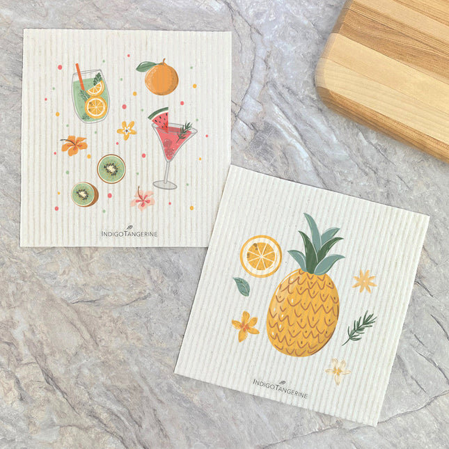 Summer Drinks, Pineapple  - 2pk Swedish Dish Cloth