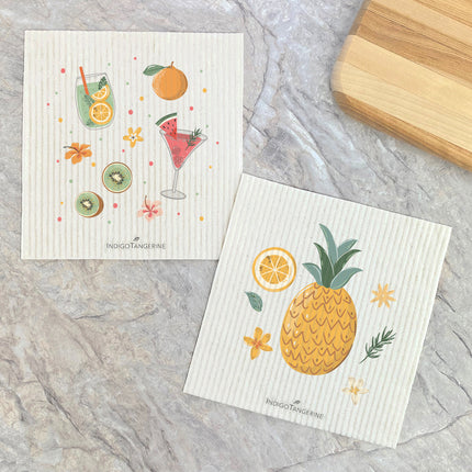 Summer Drinks, Pineapple  - 2pk Swedish Dish Cloth