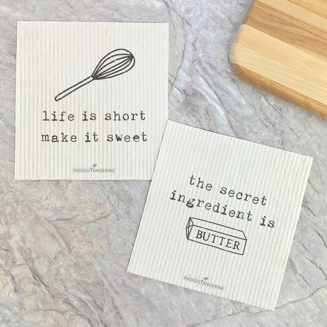 Life is Short, Secret Ingredient  - 2pk Swedish Dish Cloth