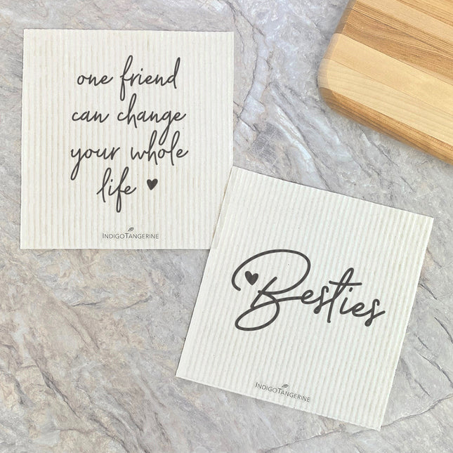One Friend, Besties  - 2pk Swedish Dish Cloth