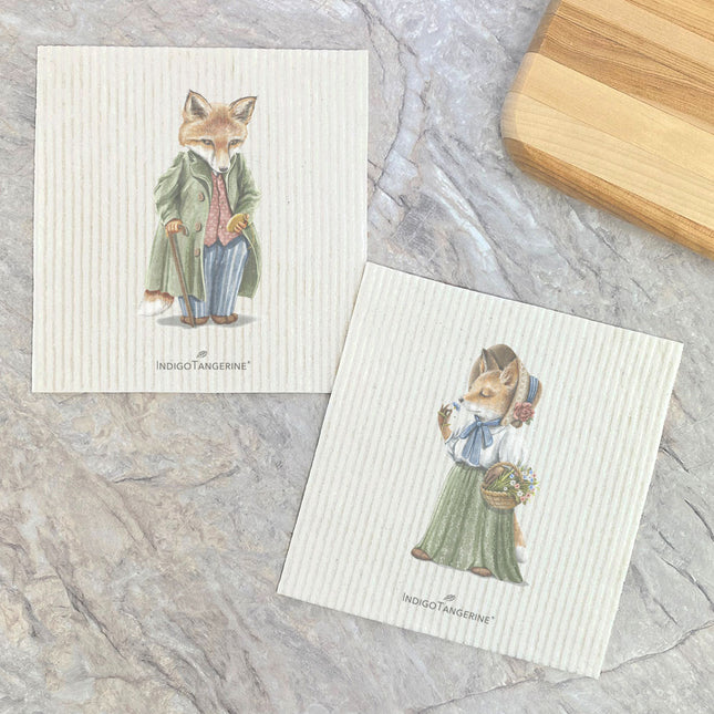 Fairytale Mr. and Ms. Fox  - 2pk Swedish Dish Cloth