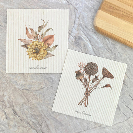 Dried Flowers and Lotus Bouquet  - 2pk Swedish Dish Cloth