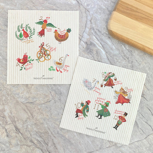 12 Days of Christmas - 2pk Swedish Dishcloth Set