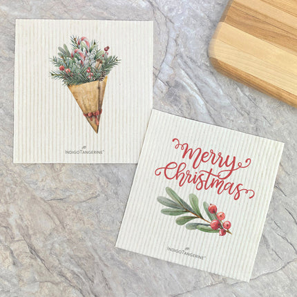 Christmas Pine Bouquet, Sprig  - 2pk Swedish Dish Cloth