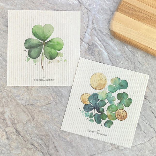 Shamrocks, Coins  - 2pk Swedish Dish Cloth