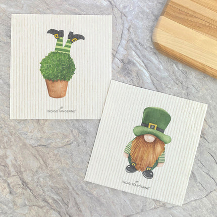 Leprechaun, Legs in Plant  - 2pk Swedish Dish Cloth
