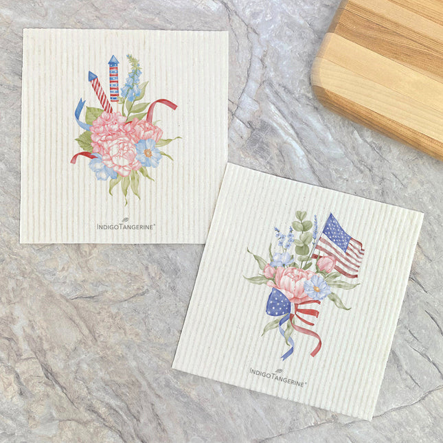 Firecracker and Flag Bouquet  - 2pk Swedish Dish Cloth