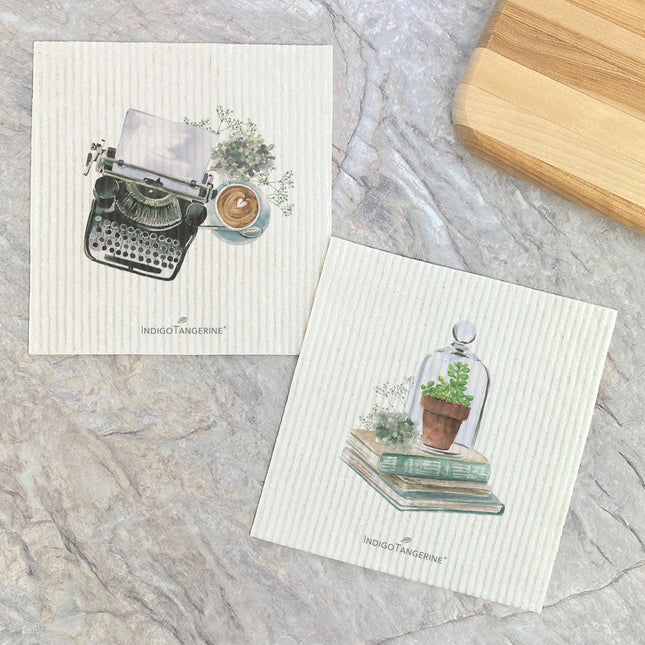 Typewriter, Terrarium  - 2pk Swedish Dish Cloth