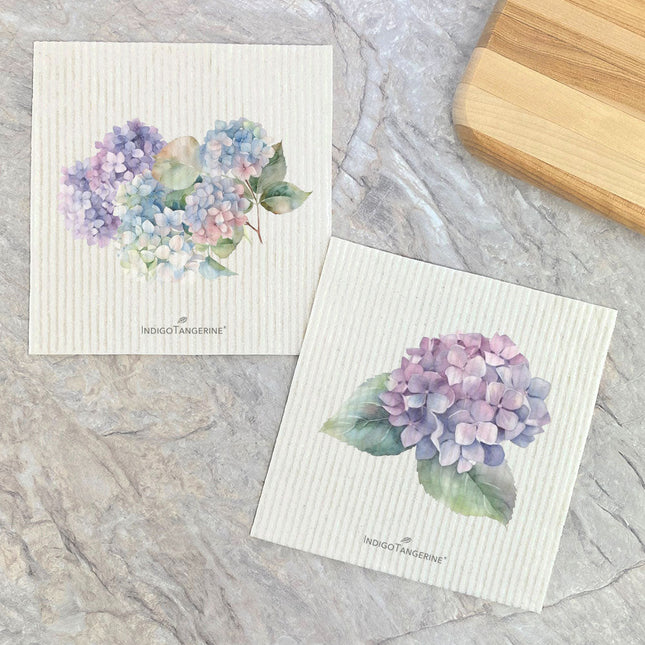 Watercolor Hydrangeas  - 2pk Swedish Dish Cloth