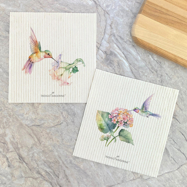 Hummingbird & Flowers  - 2pk Swedish Dish Cloth