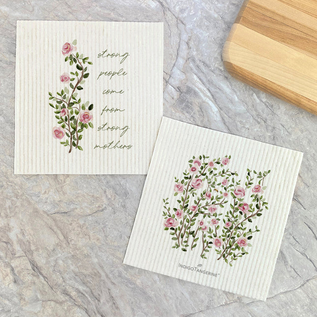Strong Mothers & Rose Bush - 2pk Swedish Dish Cloth