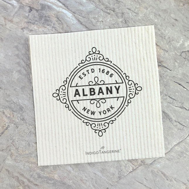 Vintage Flourish w/ City, State - Custom Swedish Dish Cloth