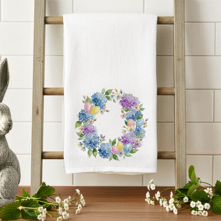 Easter Hydrangea Wreath - Cotton Tea Towel