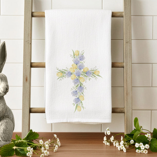 Tulip Easter Cross - Cotton Tea Towel