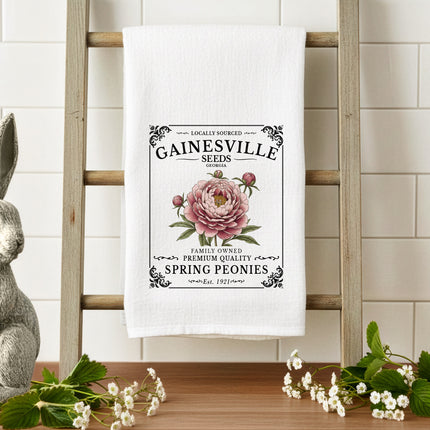 Spring Peonies Seed Packet - Custom Cotton Tea Towel