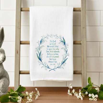 So Loved The World Spring Wreath - Cotton Tea Towel