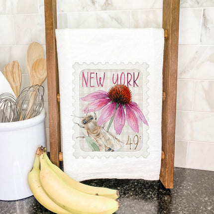 Bee & Coneflower Stamp - Custom Cotton Tea Towel