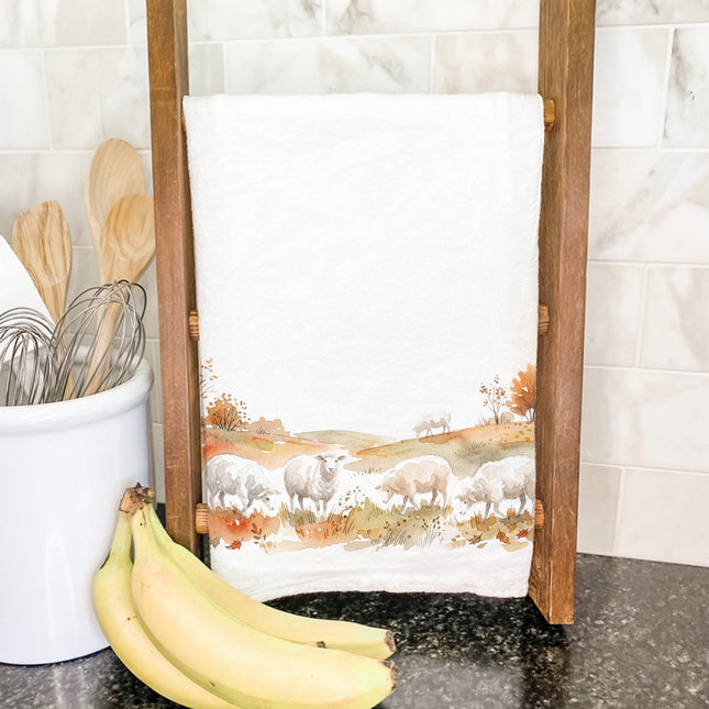 Sheep in Autumn Field - Cotton Tea Towel