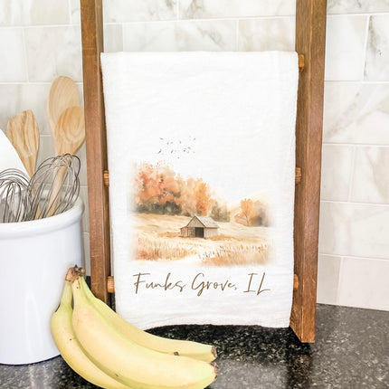 Fall Field Barn - Custom Cotton Tea Towel