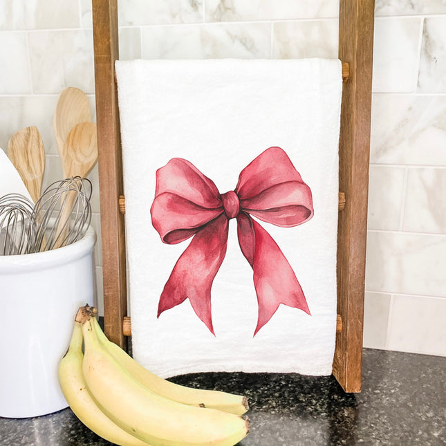Red Gift Bow - Customizable Cotton Tea Towel