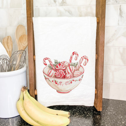 Candy Canes and Peppermints - Customizable Cotton Tea Towel