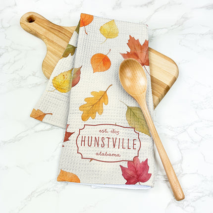 Autumn Leaves Watercolor - Custom Waffle Weave Towel