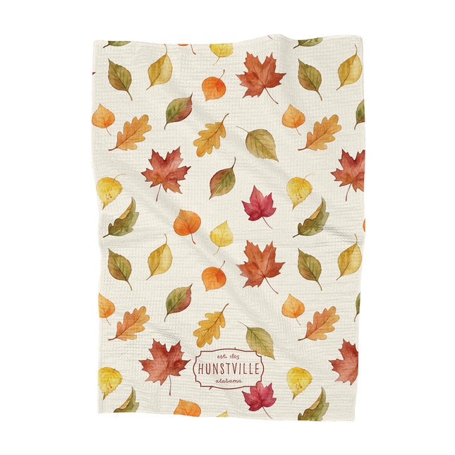 Autumn Leaves Watercolor - Custom Waffle Weave Towel