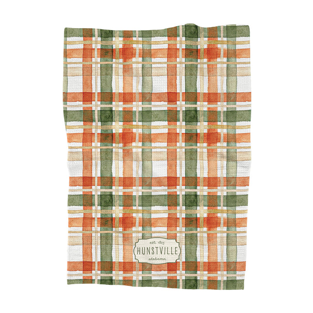 Autumn Plaid Watercolor - Custom Waffle Weave Towel