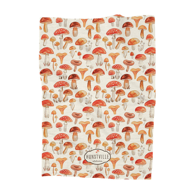 Watercolor Mushrooms - Custom Waffle Weave Towel